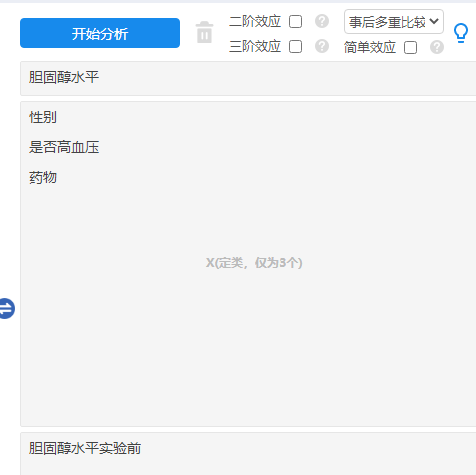 三因素方差变量设置示意